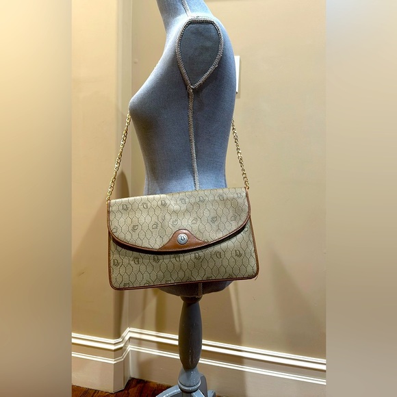 Christian Dior Vintage, Honeycomb, Coated Canvas Pouch w/added unbranded chain - Picture 1 of 13